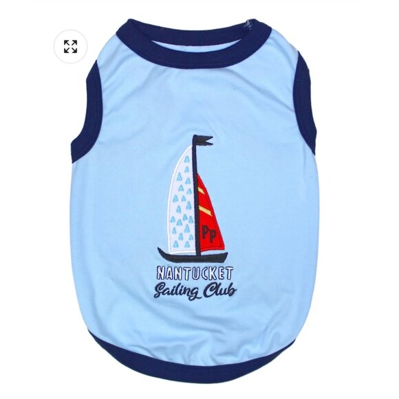 NWT Parisian Pet Nantucket Sailing Club Dog Shirt Outfit Blue 17" Inch Chest - Picture 1 of 5